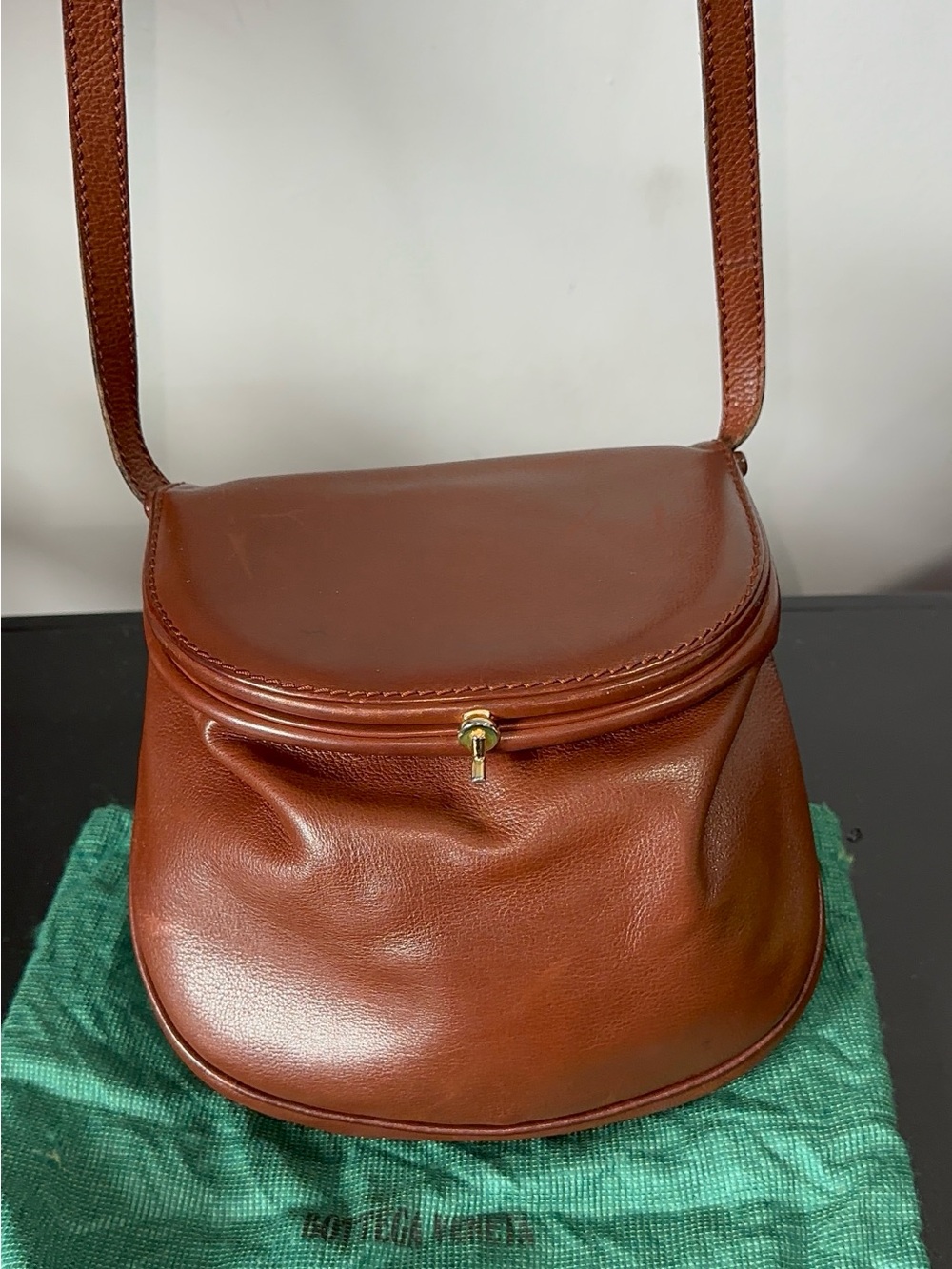 vintage Bottega Veneta brown leather crossbody bag
